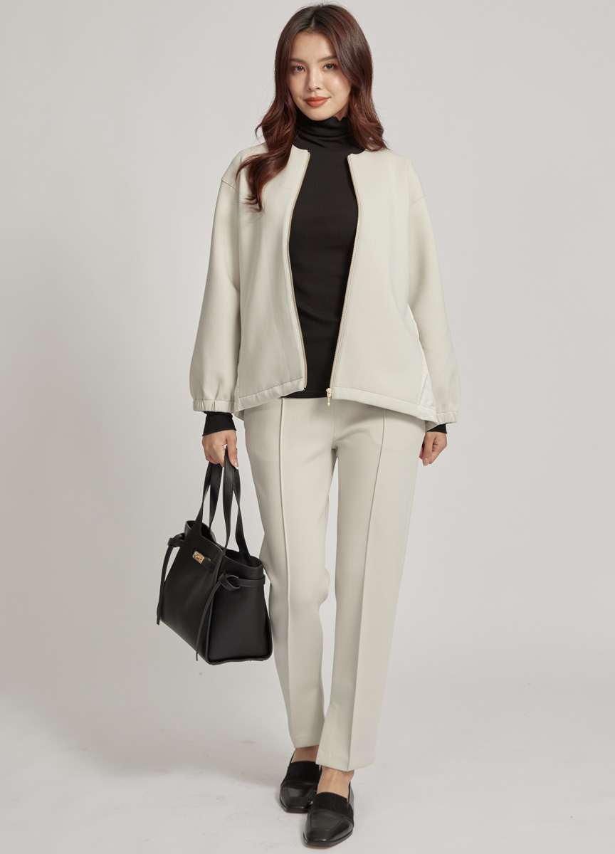 太空棉休閒內開衩窄管褲 